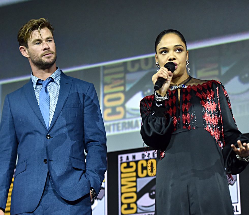 Chris Hemsworth and Tessa Thompson at Comic-con 2019
