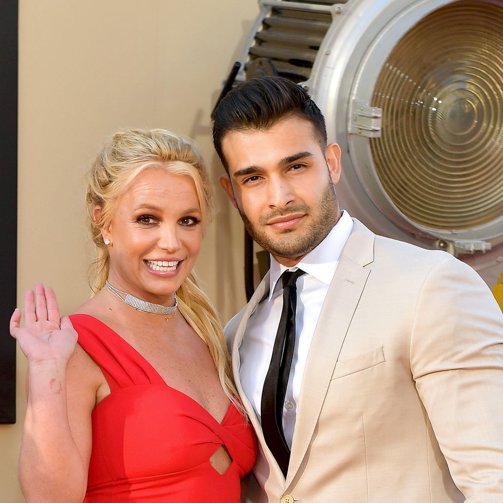 hollywood, california july 22 britney spears and sam asghari attend sony pictures once upon a timein hollywood los angeles premiere on july 22, 2019 in hollywood, california photo by matt winkelmeyergetty images
