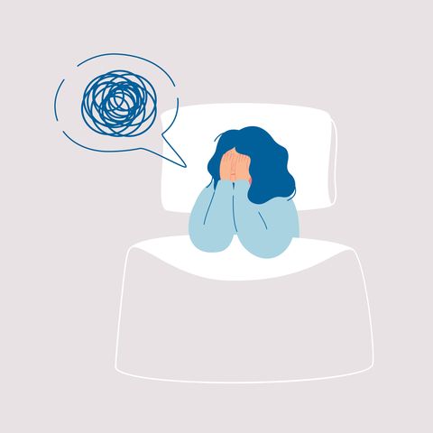 illustration of woman having a stressful dream