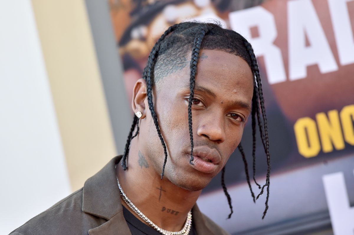 hollywood, california   july 22 travis scott attends sony pictures' "once upon a time  in hollywood" los angeles premiere on july 22, 2019 in hollywood, california photo by axellebauer griffinfilmmagic
