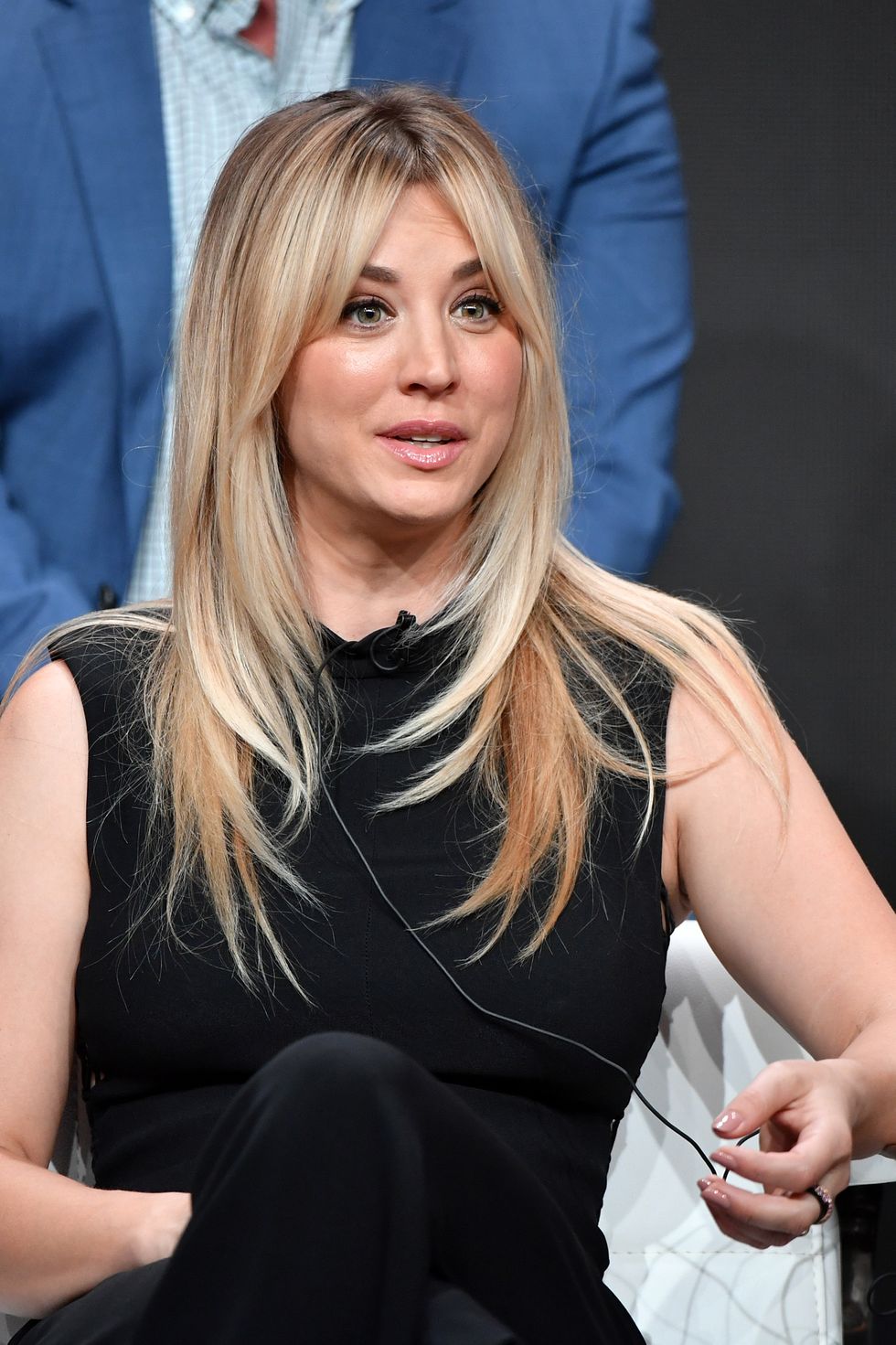beverly hills, california   july 23 kaley cuoco from harley quinn speaks onstage at the dc universe panel during the 2019 summer tca press tour at the beverly hilton hotel on july 23, 2019 in beverly hills, california photo by amy sussmangetty images