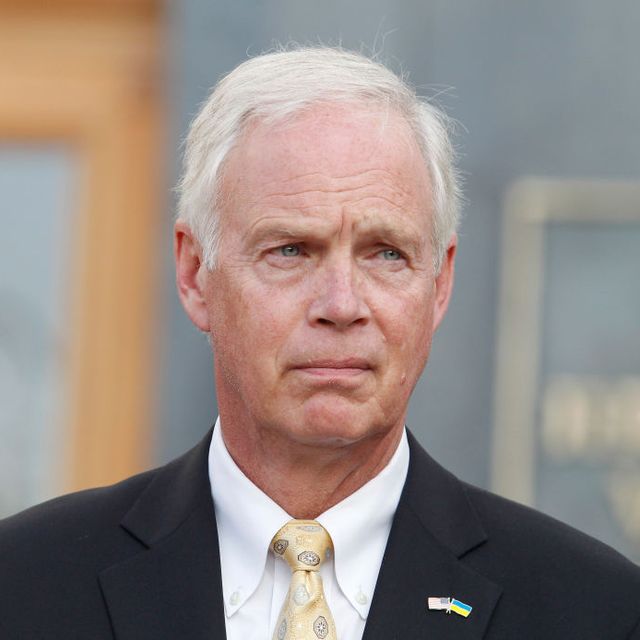 united states senator ron johnson republican of wisconsin speaks to journalists with joint a press conference with united states senator chris murphy democrat of connecticut not seen after their meeting with ukrainian president volodymyr zelensky, outside the presidential office in kiev, ukraine, on 5 september, 2019 photo by strnurphoto via getty images