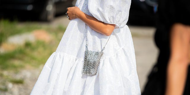 copenhagen, denmark   august 07 maria bernad seen wearing white dress, paco rabbane bag outside cecilie bahnsen during copenhagen fashion week springsummer 2020 on august 07, 2019 in copenhagen, denmark photo by christian vieriggetty images