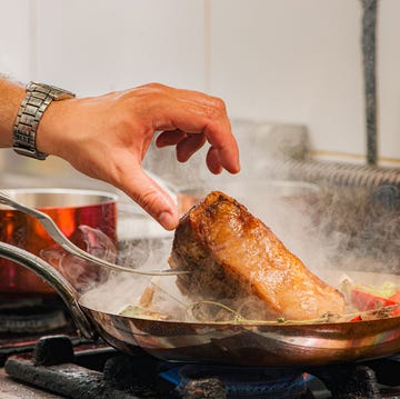 Steak preparation by a professional chef.