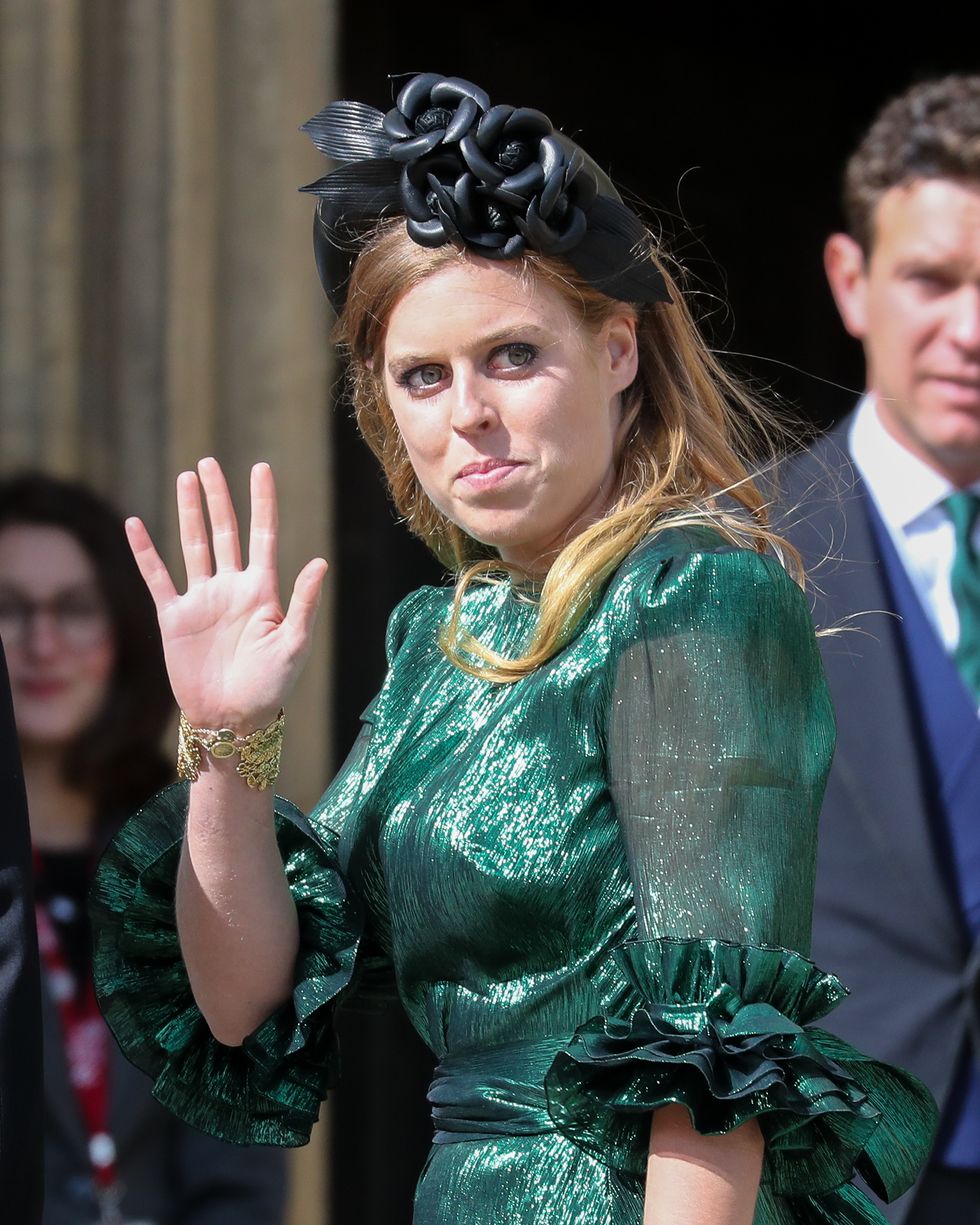 york, england   august 31 princess beatrice of york seen at the wedding of ellie goulding and caspar jopling at york minster cathedral on august 31, 2019 in york, england photo by john rainfordgc images