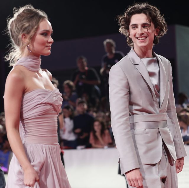 venice, italy   september 02  lily rose depp and timothee chalamet attend the king red carpet during the 76th venice film festival at sala grande on september 02, 2019 in venice, italy photo by vittorio zunino celottogetty images