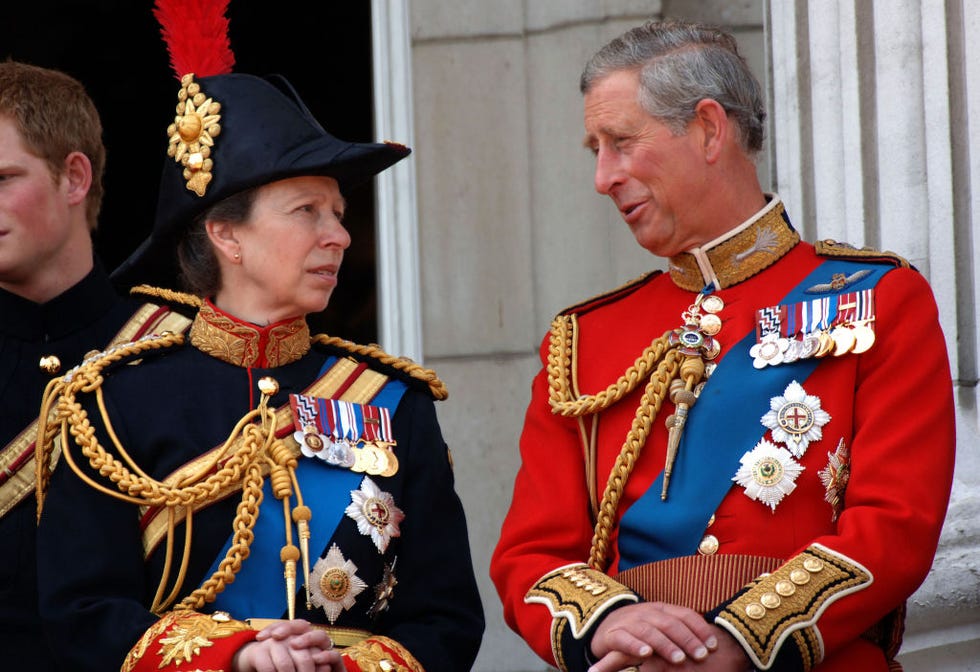 prince charles, prince of wales and his sister princess anne chat on the balcony of buckingham palace following the trooping the colour ceremony on june 17, 2006 photo by anwar husseinwireimage