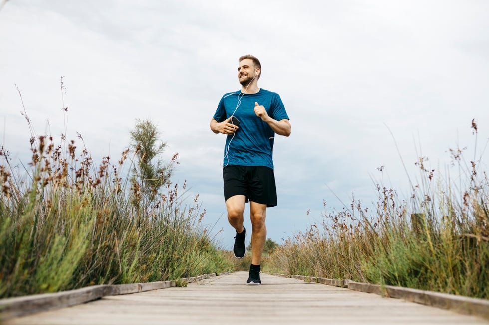 a person running on a path