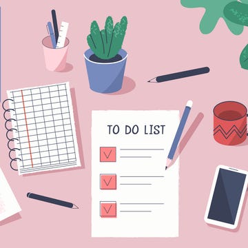 to do list to do list with check marks modern office desk with planners, organizers, notebooks planning, personal organizer and time management concept flat cartoon vector illustration