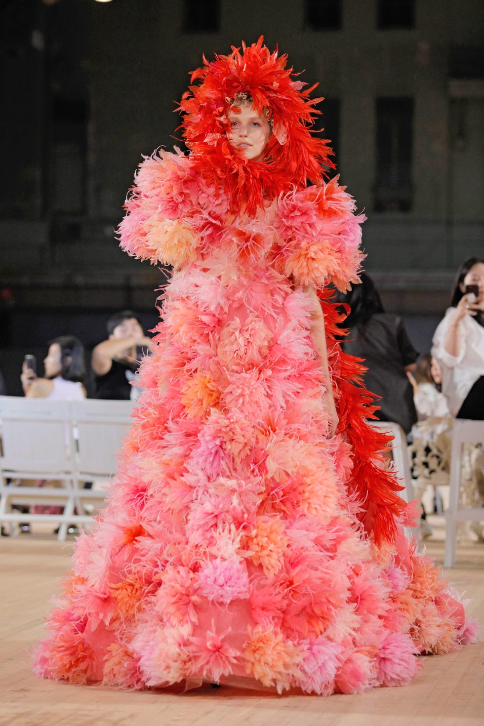 Pink, Fashion, Red, Dress, Haute couture, Event, Performance, Costume design, Fashion show, Gown, 