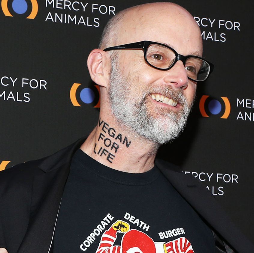 Moby shows off vegan for life neck tattoo