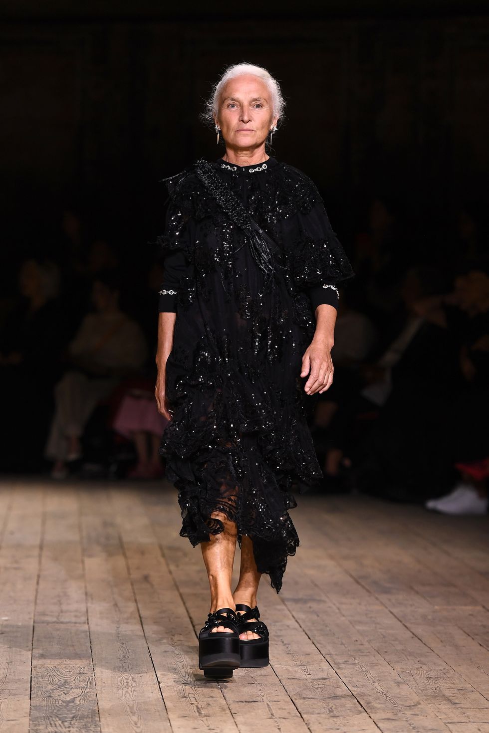 london, england   september 15 a model walks the runway at the simone rocha show during london fashion week september 2019 at alexandra palace on september 15, 2019 in london, england photo by jeff spicerbfcgetty images for bfc