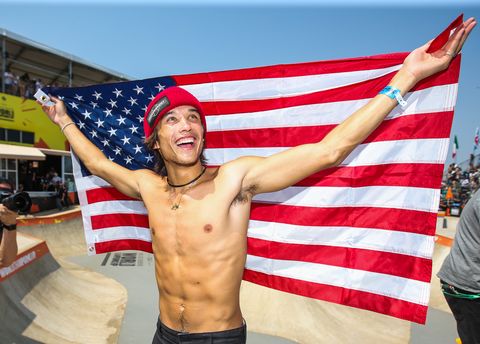 sao paulo, brazil   september 15 heimana reynolds of the united states celebrates after winning the finals during the world skate park skateboarding world championship at parque candido portinari on september 15, 2019 in sao paulo, brazil photo by alexandre schneidergetty images
