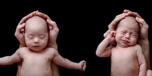 Two little baby twins with a different tempers