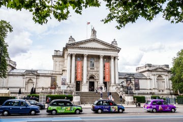 london, tate britain art museum gallery, exterior with taxis photo by jeffrey greenbergeducation imagesuniversal images group via getty images