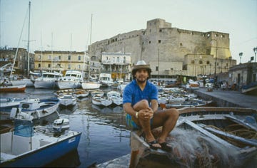 the argentine footballer of naples diego armando maradona sitting on a boat at the marina of borgo marinaro naples, september 1986 photo by barbara rombi serramondadori portfolio via getty images