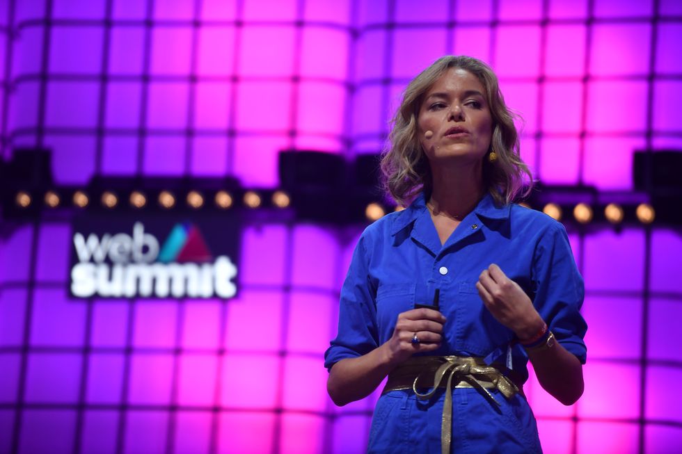 lisbon , portugal   5 november 2019 katherine maher, ceo, wikipedia, on centre stage during the opening day of web summit 2019 at the altice arena in lisbon, portugal photo by david fitzgeraldsportsfile for web summit via getty images
