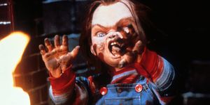 chucky near flames in a scene from the film childs play, 1988 photo by united artistsgetty images