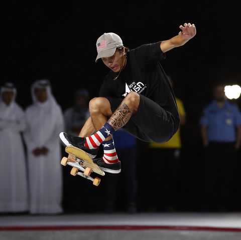 doha, qatar   october 15 heimana reynolds of the usa in action on his way to winning the mens skateboard competition at aspire zone during the anoc world beach games on october 15 2019 in doha, qatar photo by bryn lennongetty images