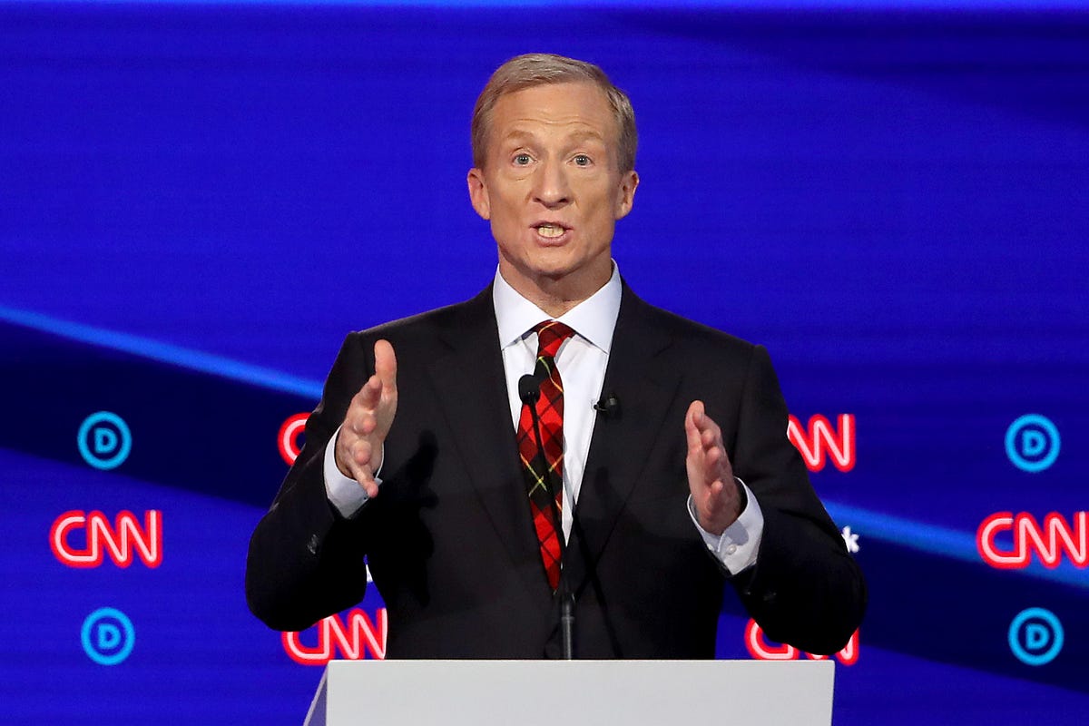 Tom Steyer Came In Hot With a Plaid Tie for His First Democratic Debate