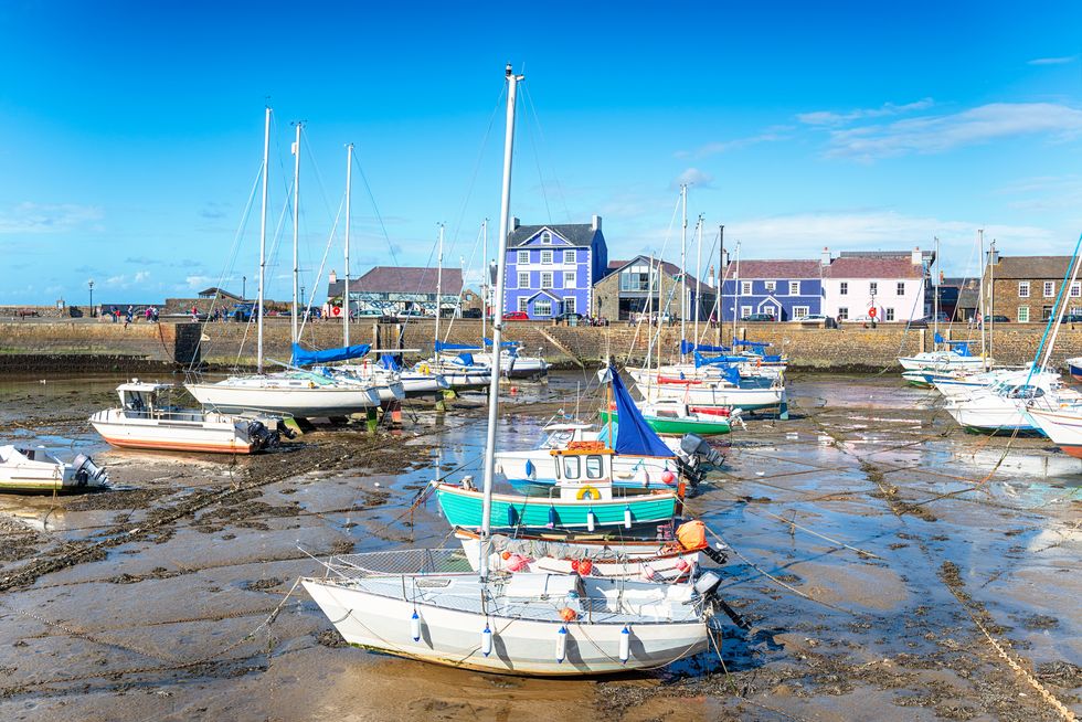 the harbour at aberaeron, a small seaside town between aberystwyth and cardigan on the coast of wales