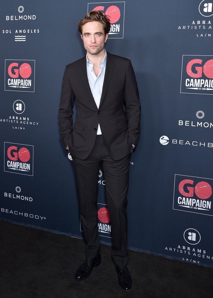 los angeles, ca   november 16  robert pattinson arrives at the go campaigns 13th annual go gala at neuehouse hollywood on november 16, 2019 in los angeles, california  photo by gregg deguirefilmmagic