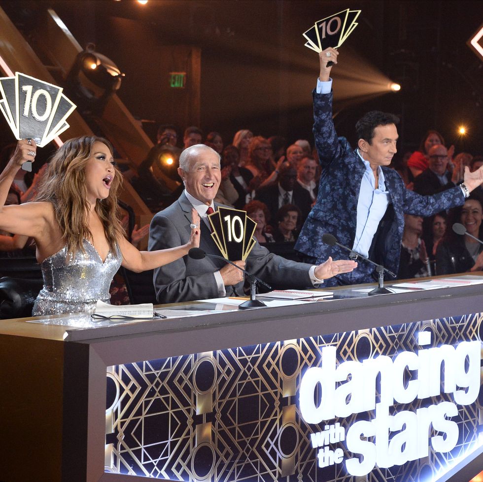 dancing with the stars   semi finals   five celebrity and pro dancer couples return to the ballroom to compete on the 10th week of the 2019 season of dancing with the stars, live, monday, nov 18 800 1000 pm est, on abc eric mccandlessabc via getty images
carrie ann inaba, len goodman, bruno tonioli