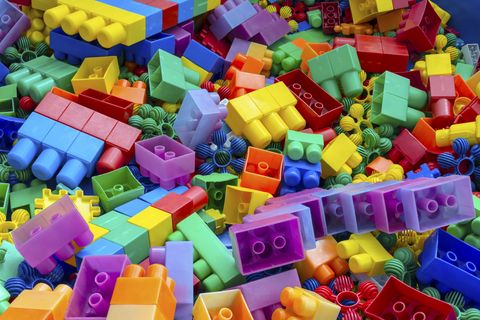 Plastic building blocks for colorful background