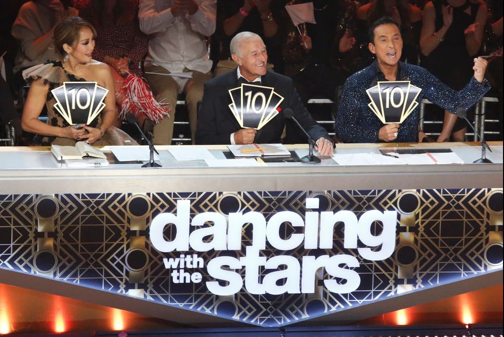 dancing with the stars   finale   it all comes down to this as four celebrity and pro dancer couples return to the ballroom to compete and win the mirrorball trophy on the 11th and final week of the 2019 season of dancing with the stars, live, monday, nov 25 800 1000 pm est, on abc kelsey mcneal via getty images
carrie ann inaba, len goodman, bruno tonioli
