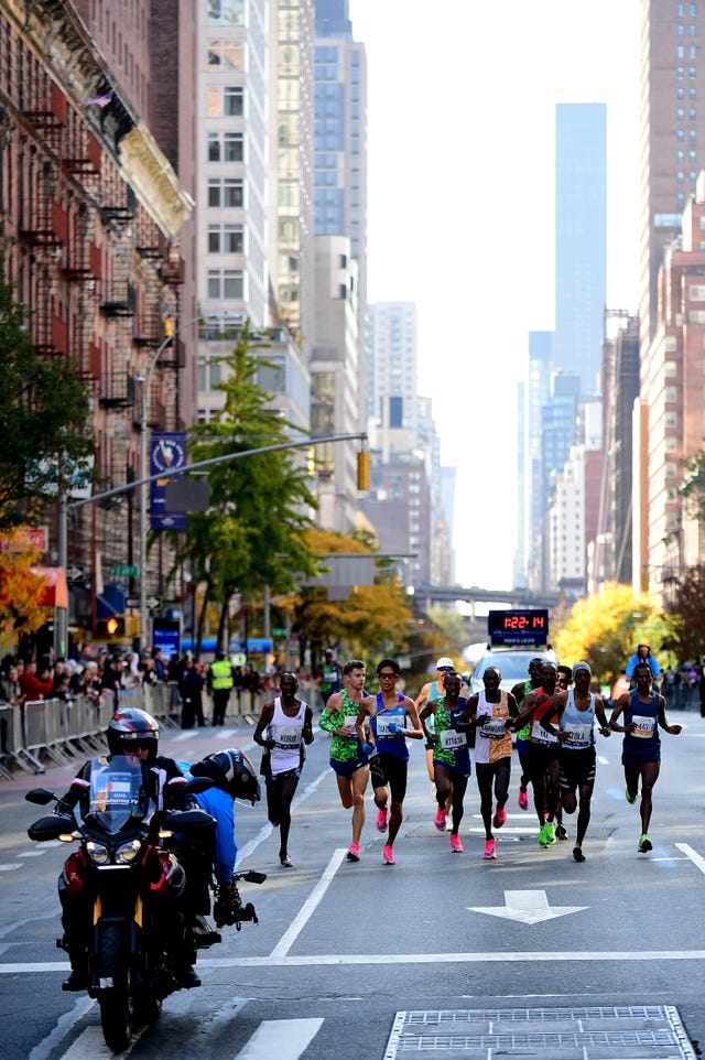 new york, new york   november 03 athletes in the mens professional division compete in the tcs new york city marathon on november 03, 2019 in new york city photo by emilee chinngetty images