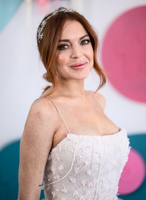 melbourne, australia   november 05 lindsay lohan attends the channel 10 marquee on melbourne cup day at flemington racecourse on november 05, 2019 in melbourne, australia photo by james gourleygetty images