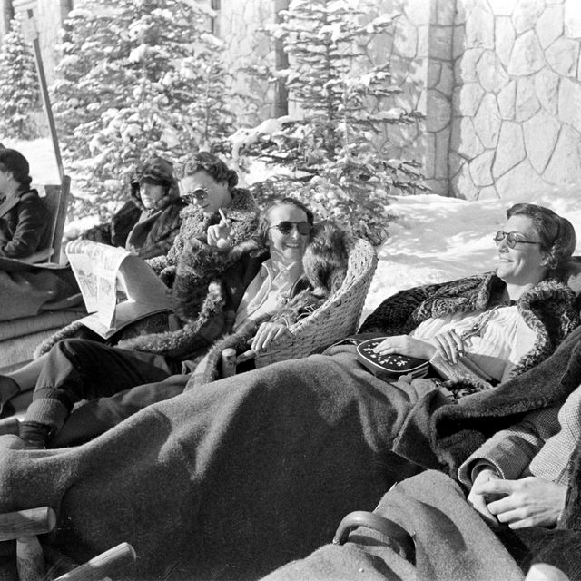 people relaxing at the skiing resort at sun valley lodge, sun valley, idaho, 1937 photo by alfred eisenstaedtthe life picture collection via getty images