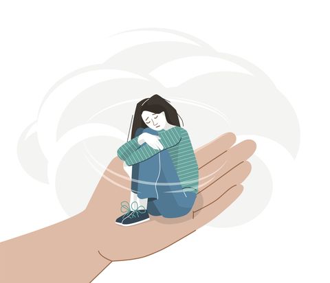 illustration of woman experiencing anxiety