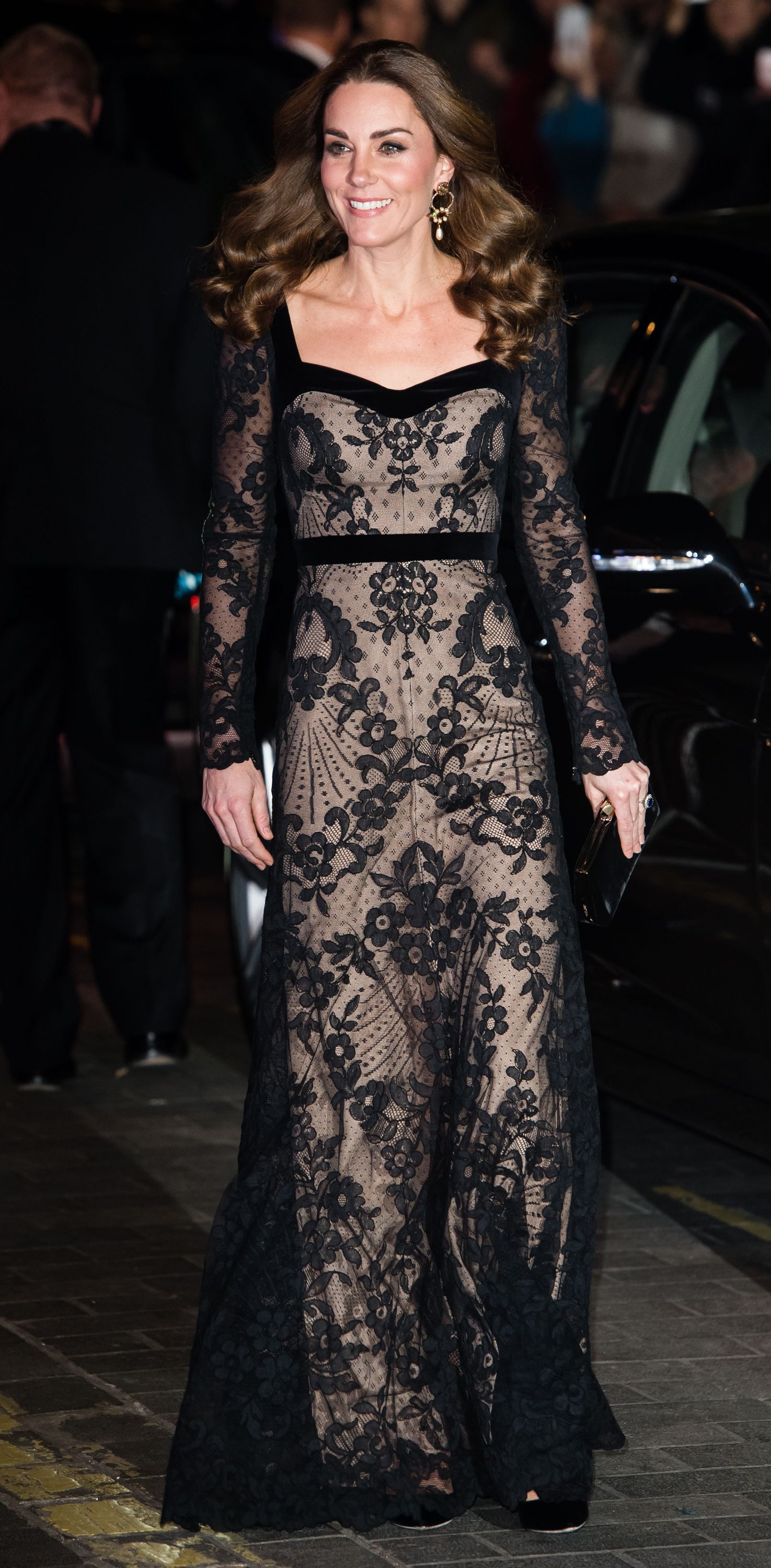 Kate Middleton wears black lace gown to Royal Variety Performance