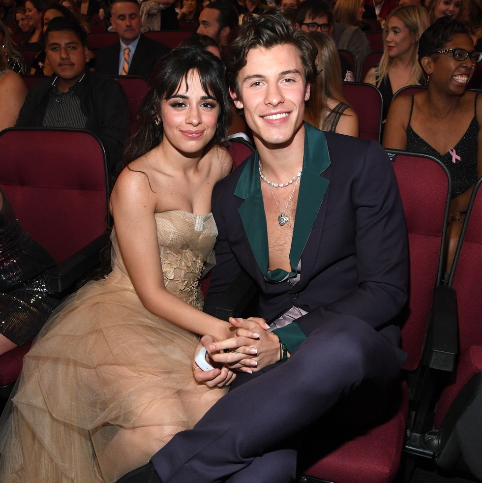 los angeles, california   november 24 camila cabello and shawn mendes attend the 2019 american music awards at microsoft theater on november 24, 2019 in los angeles, california photo by kevin mazurama2019getty images for dcp