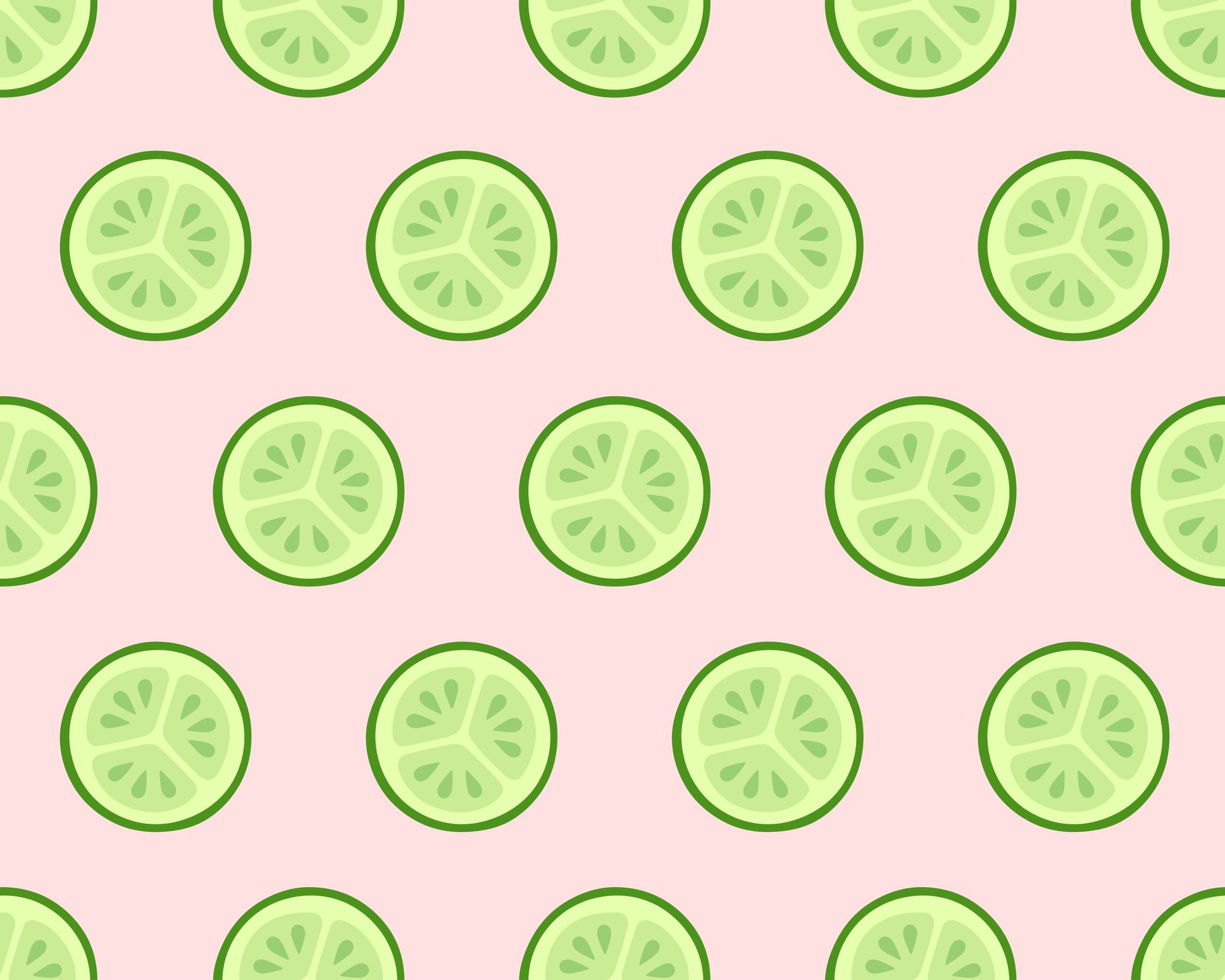 seamless texture of cucumber slices on pink background healthy frood or cosmetic ingredient pattern vector illustration