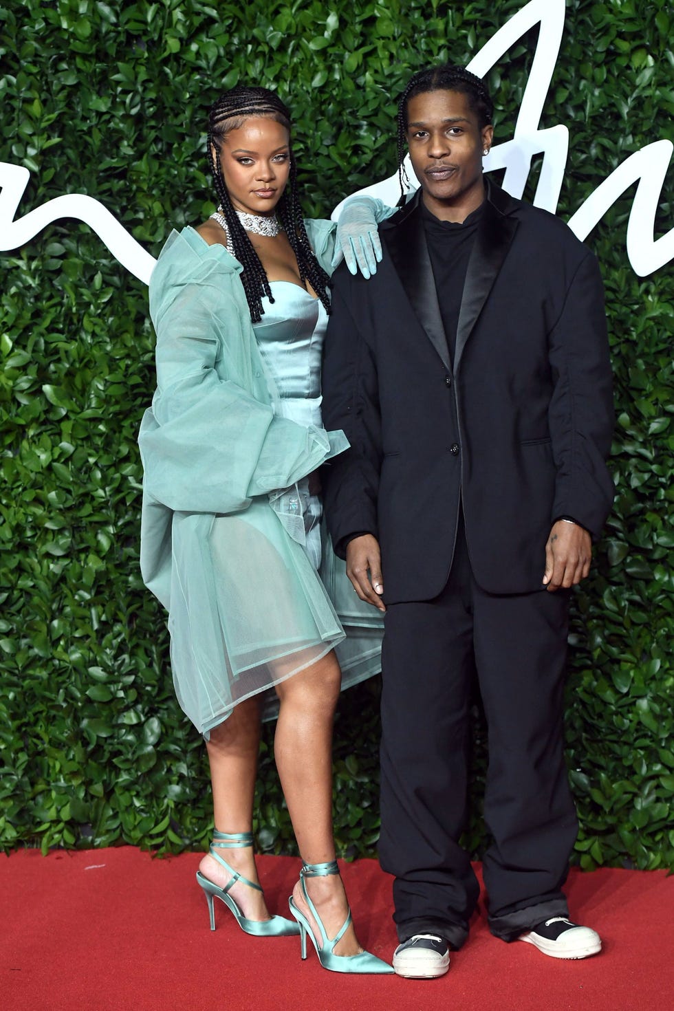 london, england december 02 asap rocky and rihanna arrive at the fashion awards 2019 held at royal albert hall on december 02, 2019 in london, england photo by samir husseinwireimage