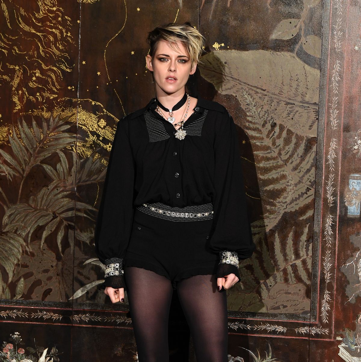 Kristen Stewart Rocks Black Chanel Shorts in Paris