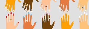 international unity and friendship concept with female and male hands of different races and nationalities reaching each others in flat style vector illustration