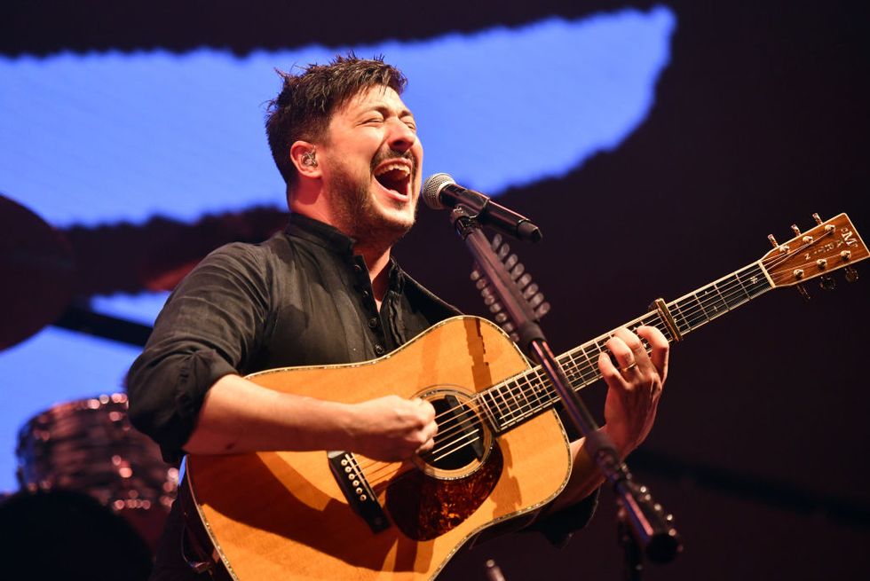 anaheim, california   december 08  singer marcus mumford of mumford and sons performs onstage during the kroq absolut almost acoustic christmas 2019 at honda center on december 08, 2019 in anaheim, california photo by scott dudelsongetty images