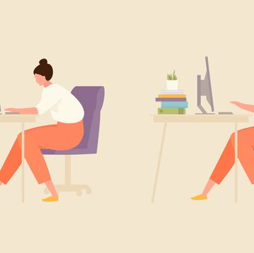 sitting girl with correct and incorrect posture office and workplace hygiene illustration