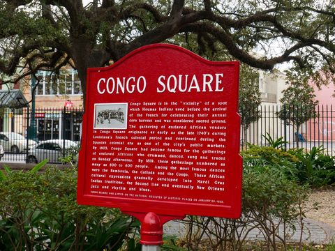 new orleans, louisiana, usa december 2019 congo square sign in louis armstrong park