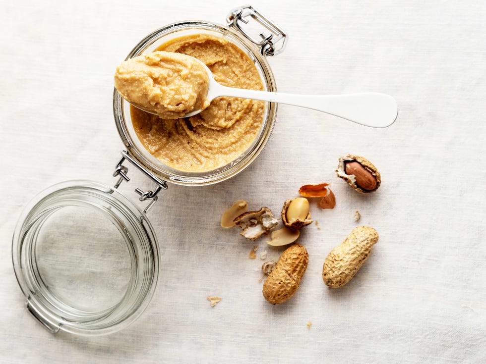 butter, cream   dairy product, food, textured, butter, smooth, peanut   food, jar, white background, breakfast,nut   food