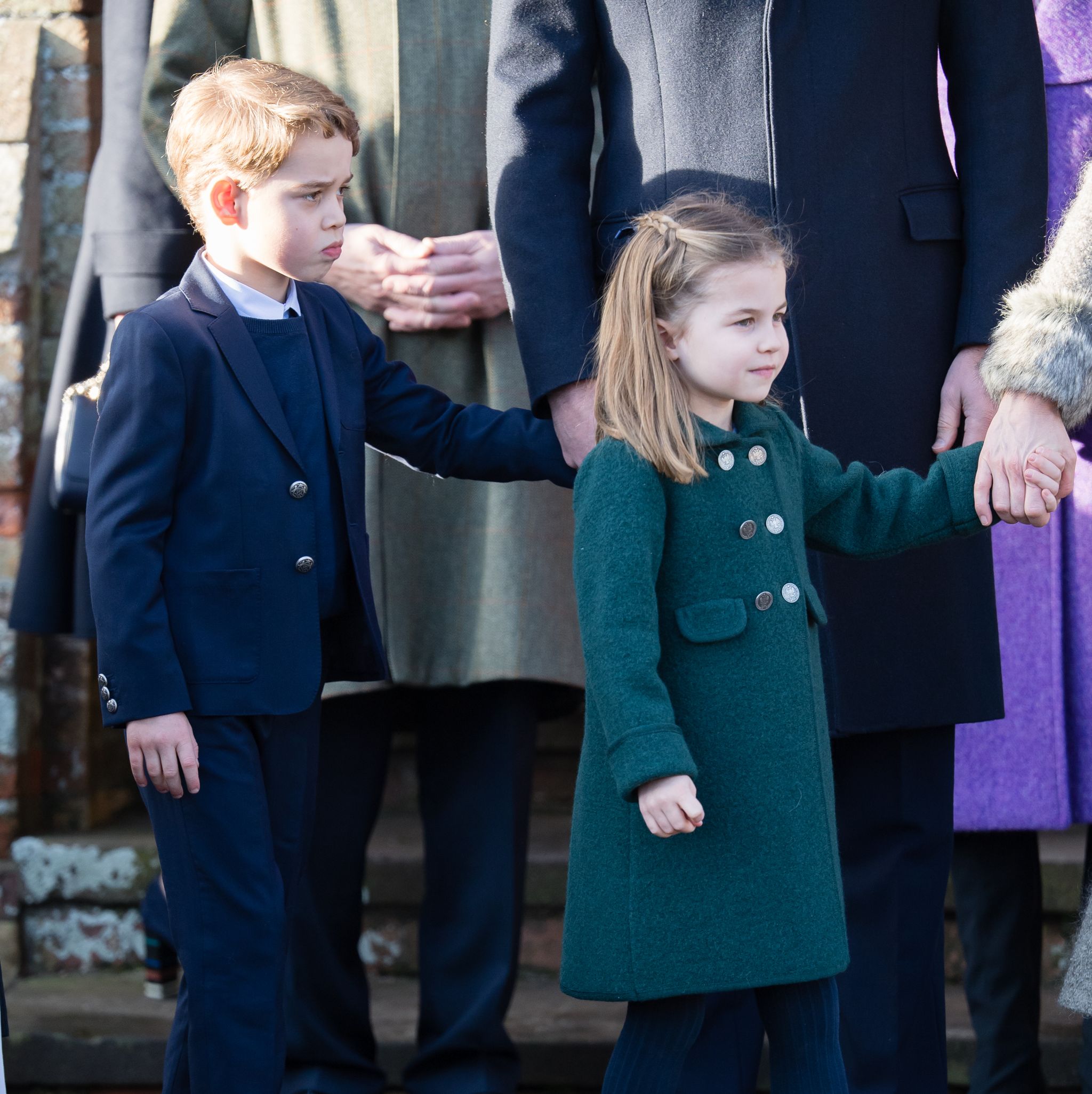 Priness Charlotte and Prince George At Christmas Day service sandringham