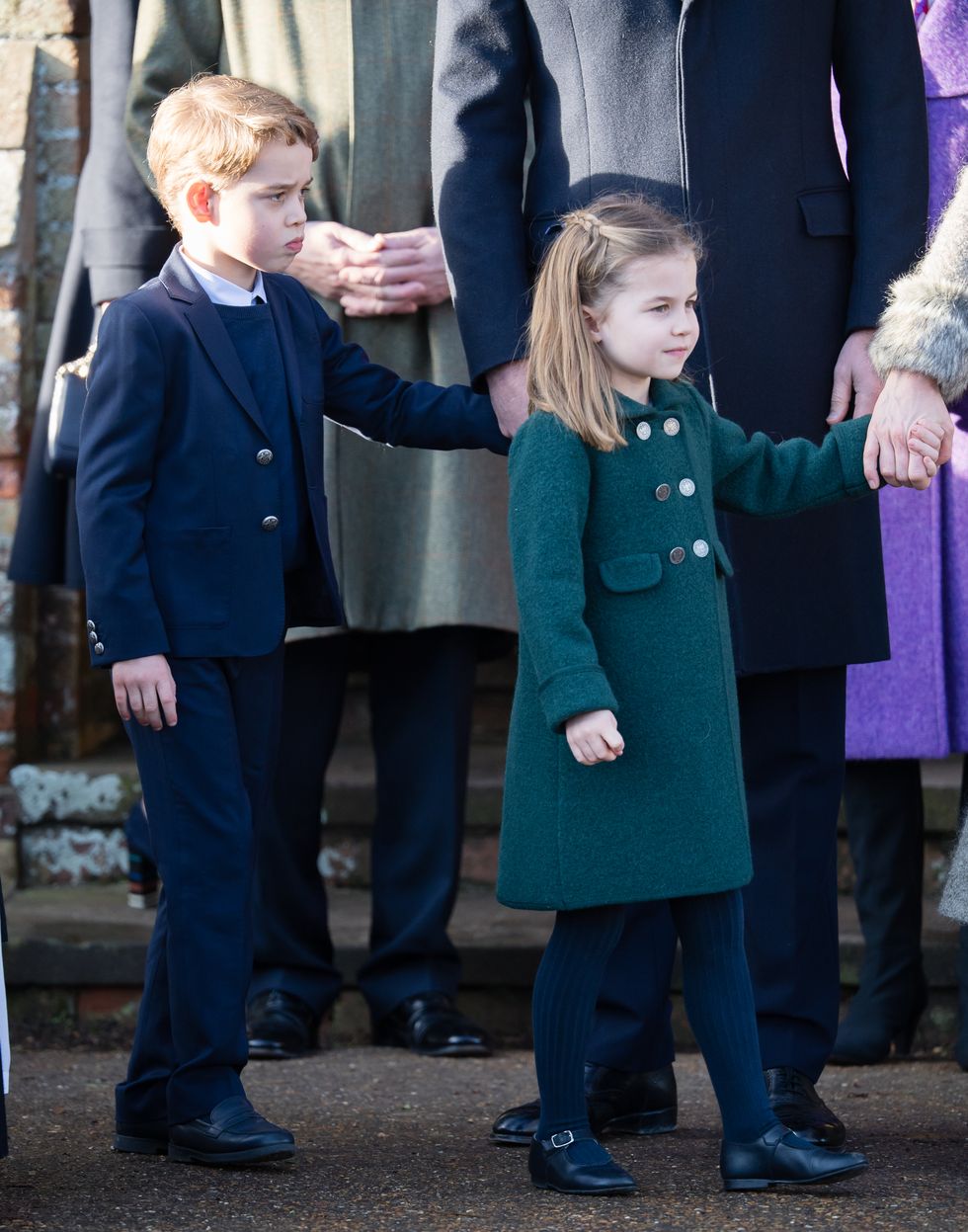 Priness Charlotte and Prince George At Christmas Day service sandringham