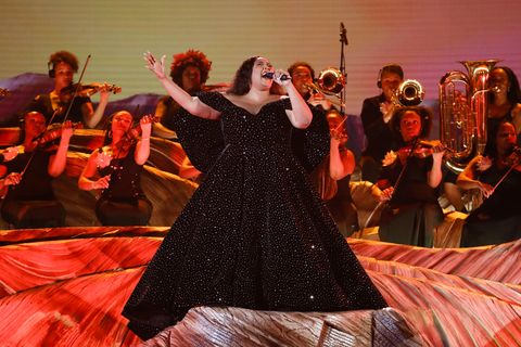 los angeles   january 26 lizzo performs at the 62nd annual grammy® awards, broadcast live from the staples center in los angeles, sunday, january 26, 2020 800 1130 pm, live et500 830 pm, live pt on the cbs television network photo by monty brintoncbs via getty images