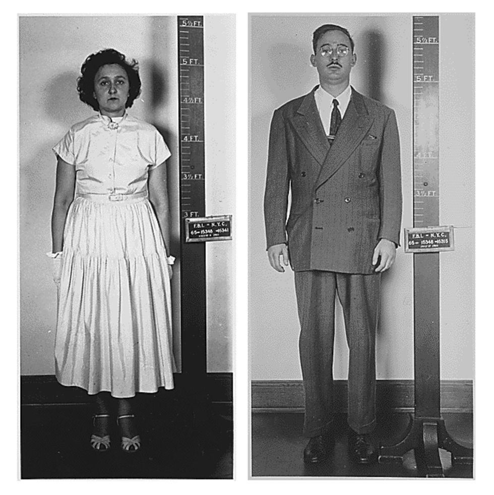 Ethel and Julius Rosenberg following their arrest by the FBI in New York City for espionage, 1950.