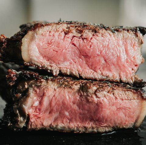 medium rare steak cut in half mens health saturated fat