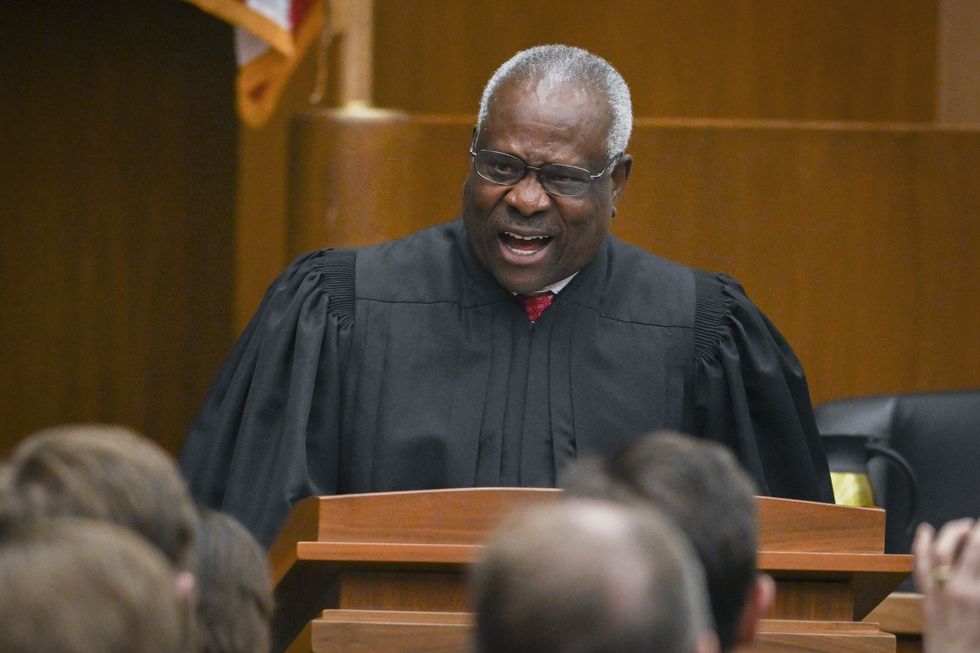 washington, dc   september 13 supreme court justice clarence thomas makes remarks at the official investiture ceremony for judge neomi rao, us court of appeals, in washington, dcphoto by bill o'learythe washington post via getty images