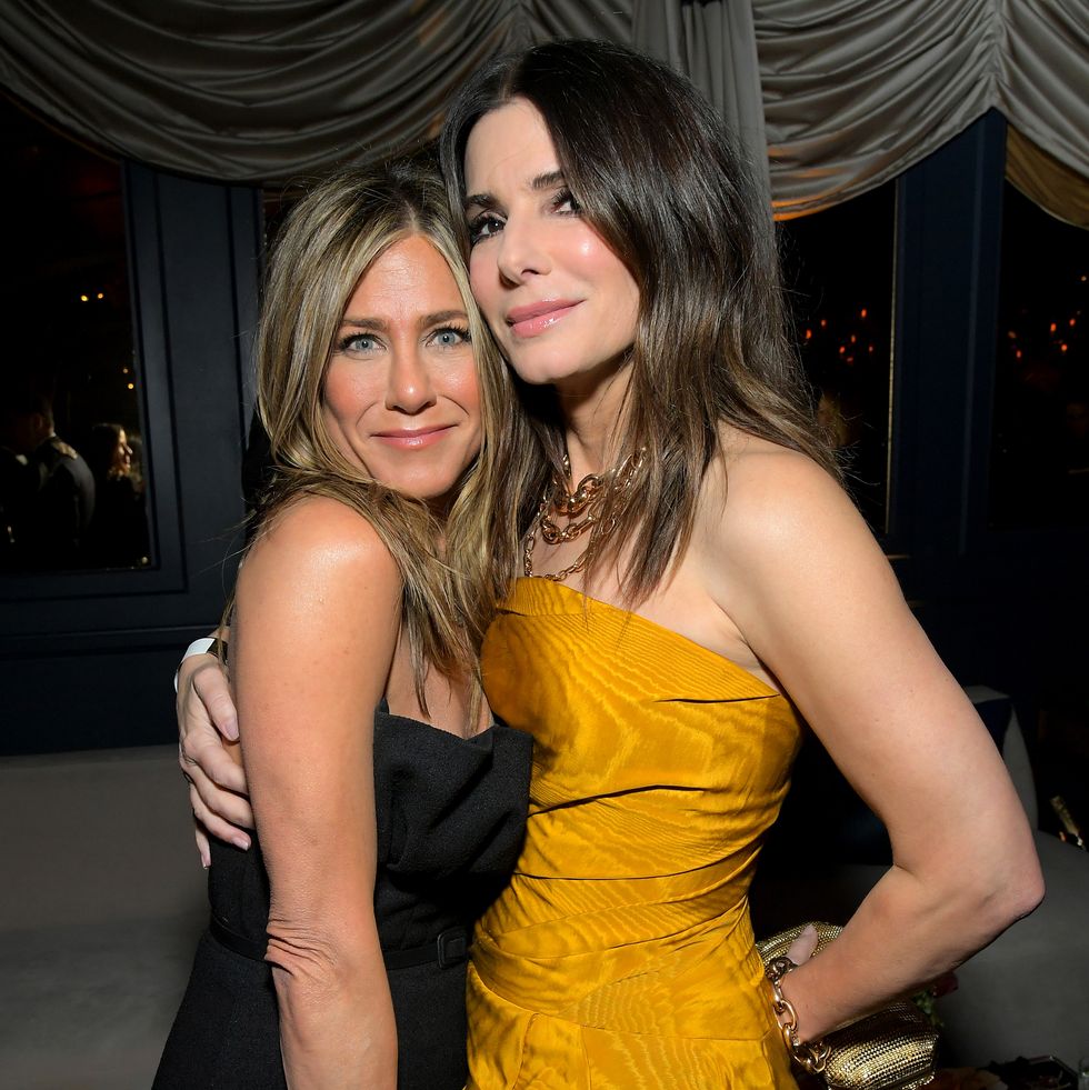 los angeles, california january 05 jennifer aniston and sandra bullock attend the netflix 2020 golden globes after party on january 05, 2020 in los angeles, california photo by charley gallaygetty images for netflix